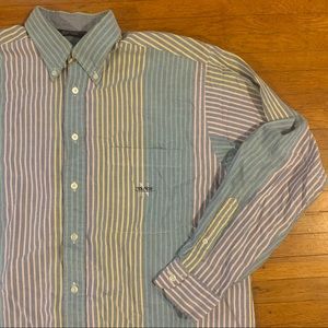 Nautica Striped Color Block Button Up Shirt